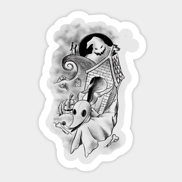 Sketch nightmare before christmas Sticker by Enidrea